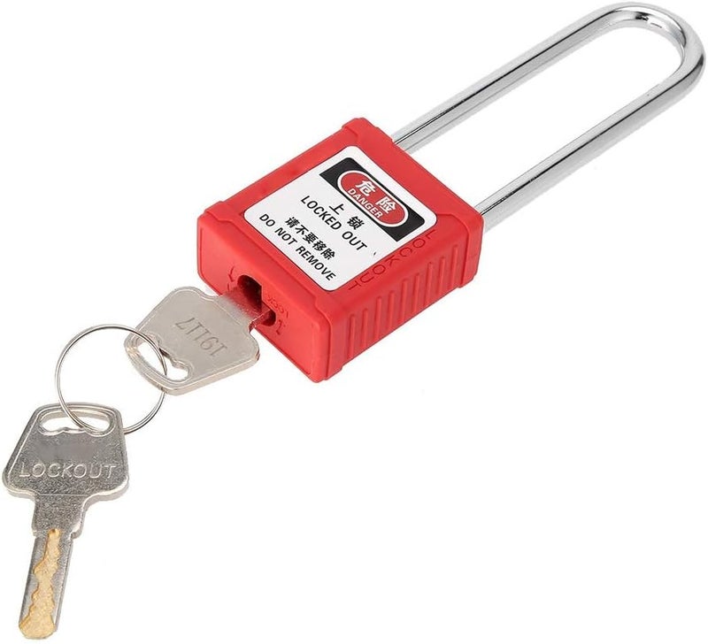 woobles Safety Padlocks, Steel 76mm Long Insulated Beam Padlock Lockout Industrial Safety Isolation Lock for Chemical, Power Generation, Oil Refining, Forestry- Red - Image 5